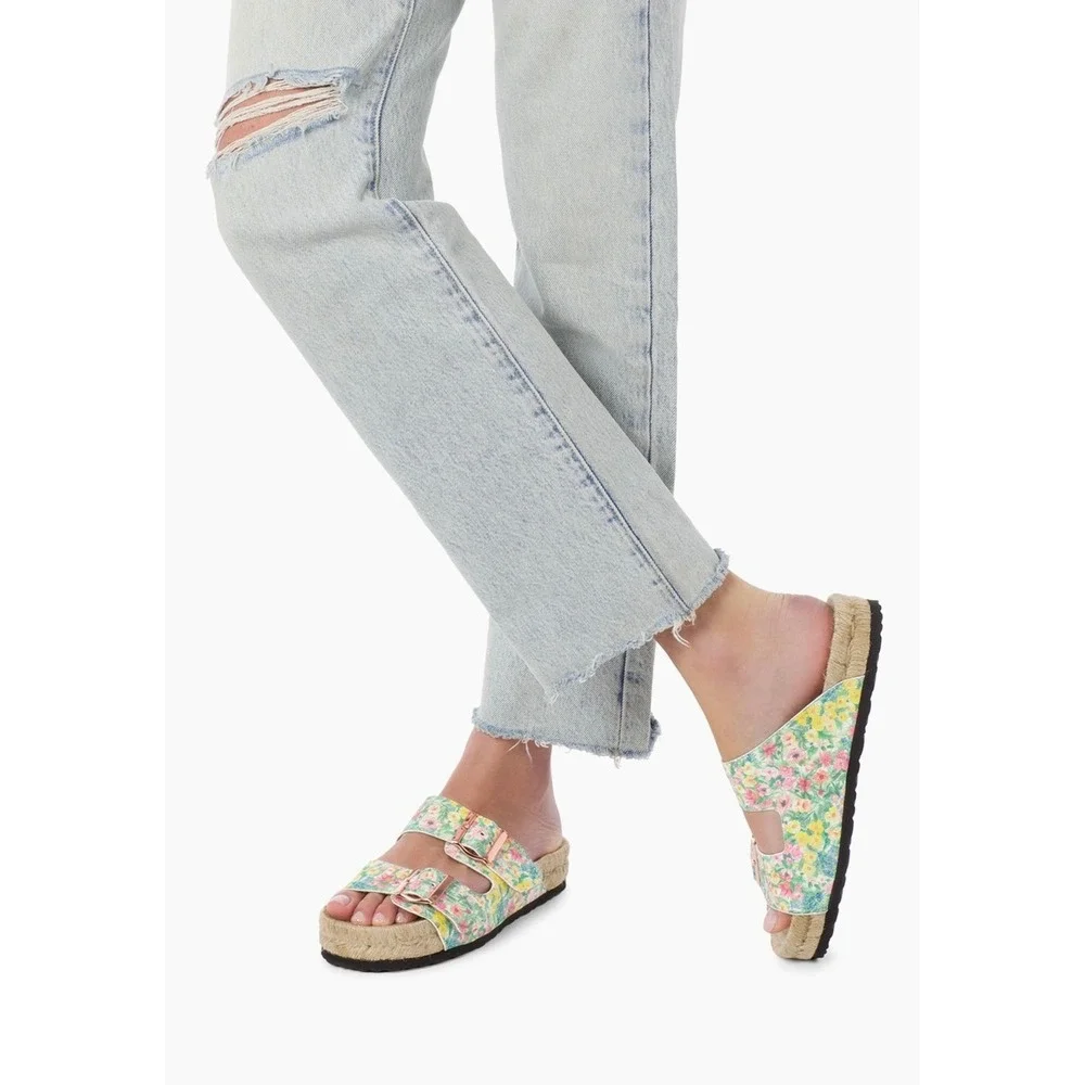 LoveShackFancy x Manebi Nordic Sandals Rainbow Skies Floral Suede Espadrille 39